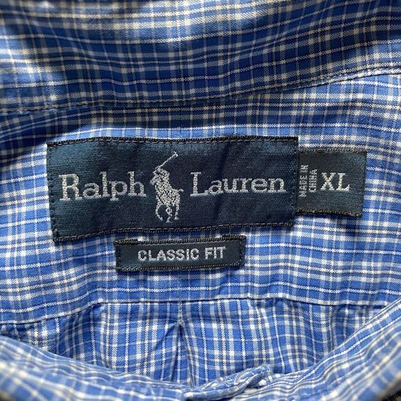 Polo Ralph Lauren Men XL Classic Fit SS  Button Down Plaid Cornflower Blue Prep - Picture 4 of 12